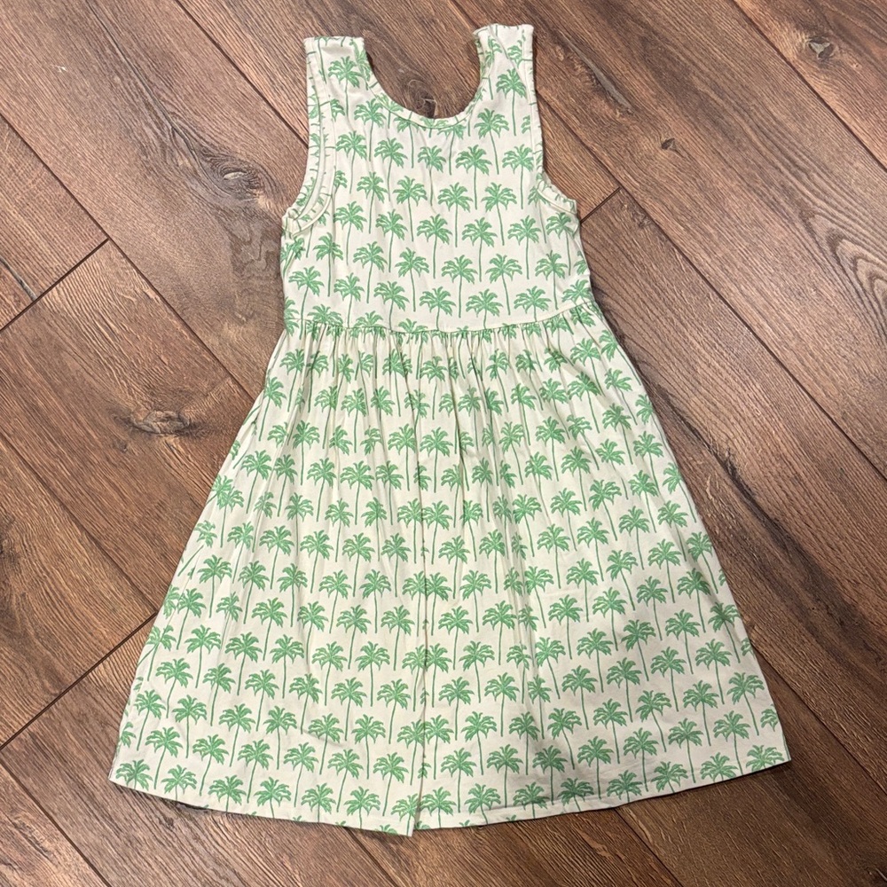 Green Palm Tree Print Kids Dress